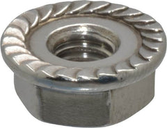 Value Collection - #10-32, 1/2" Flange Diam, Serrated Flange Nut - Grade 18-8 Stainless Steel, 7/32" Flange Height - Benchmark Tooling