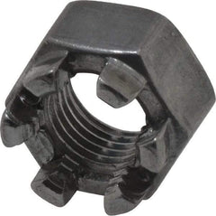 Value Collection - 3/8-24 UNF Grade 5 Steel Castle Locknut - 9/16" Width Across Flats, 13/32" High, Uncoated - Benchmark Tooling