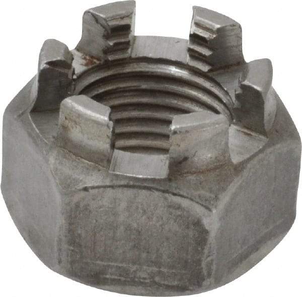 Value Collection - 1/2-20 UNF Grade 5 Steel Castle Locknut - 3/4" Width Across Flats, 9/16" High, Uncoated - Benchmark Tooling