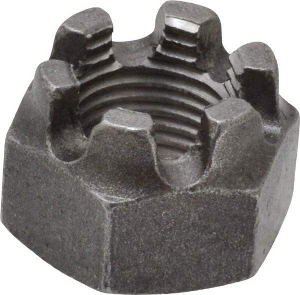 Value Collection - 9/16-18 UNF Grade 5 Steel Castle Locknut - 7/8" Width Across Flats, 39/64" High, Uncoated - Benchmark Tooling