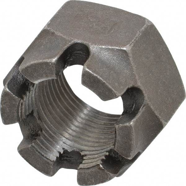 Value Collection - 1-1/8 - 12 UNF Grade 5 Steel Castle Locknut - 1-11/16" Width Across Flats, 1-5/32" High, Uncoated - Benchmark Tooling