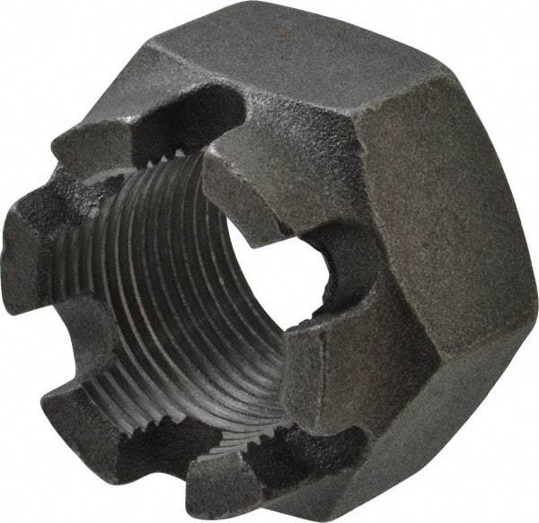 Value Collection - 1-1/4 - 12 UNF Grade 5 Steel Castle Locknut - 1-7/8" Width Across Flats, 1-1/4" High, Uncoated - Benchmark Tooling