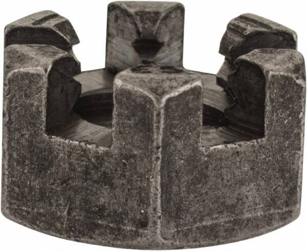 Value Collection - 3/8-16 UNC Grade 2 Steel Slotted Locknut - 9/16" Width Across Flats, 21/64" High, Uncoated - Benchmark Tooling