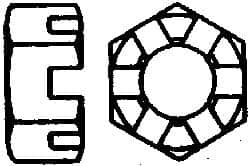 Value Collection - 1/4-28 UNF Grade 2 Steel Slotted Locknut - 7/16" Width Across Flats, 7/32" High, Uncoated - Benchmark Tooling