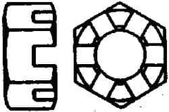 Value Collection - 7/16-20 UNF Grade 2 Steel Slotted Locknut - 11/16" Width Across Flats, 3/8" High, Uncoated - Benchmark Tooling