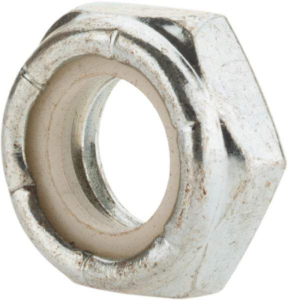 Value Collection - 1-8 UNC Grade 2 Hex Lock Nut with Nylon Insert - 1-7/16" Width Across Flats, 35/64" High, Zinc-Plated Finish - Benchmark Tooling