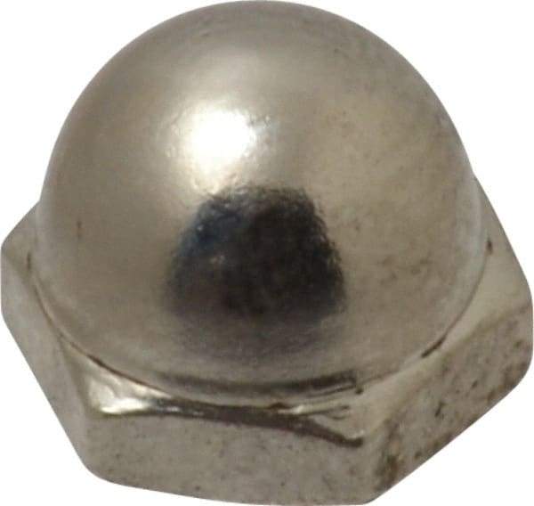 Value Collection - #10-32 UNF, 3/8" Width Across Flats, Nickel Plated, Steel Acorn Nut - 11/32" Overall Height, Grade 2 - Benchmark Tooling