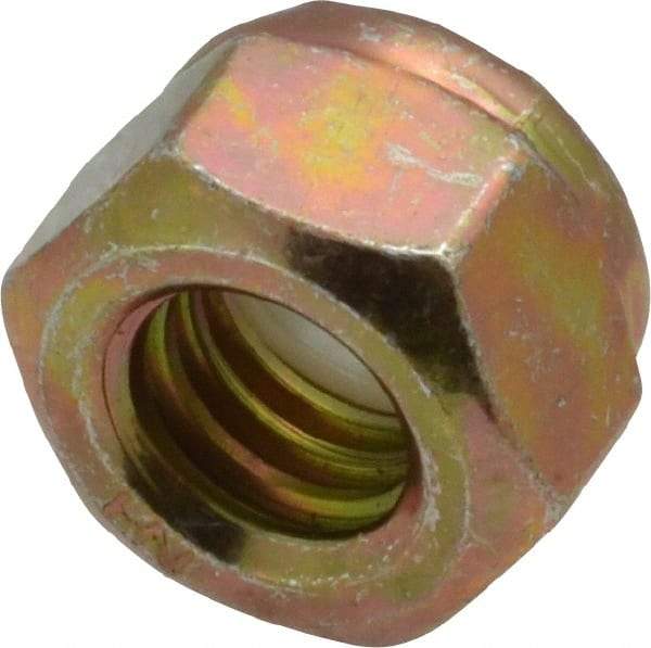 Value Collection - 5/16-18 UNC Grade 8 Hex Lock Nut with Nylon Insert - 1/2" Width Across Flats, 23/64" High, Zinc Yellow Dichromate Finish - Benchmark Tooling