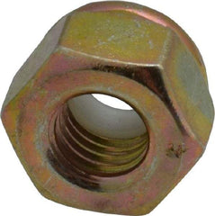 Value Collection - 1/4-28 UNF Grade 8 Hex Lock Nut with Nylon Insert - 7/16" Width Across Flats, 19/64" High, Zinc Yellow Dichromate Finish - Benchmark Tooling