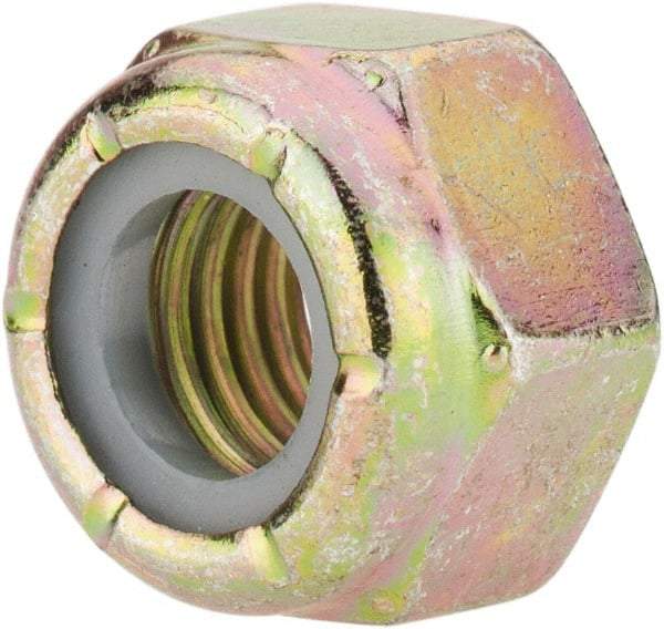 Value Collection - 5/16-24 UNF Grade 8 Hex Lock Nut with Nylon Insert - 1/2" Width Across Flats, 23/64" High, Zinc Yellow Dichromate Finish - Benchmark Tooling