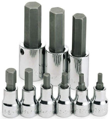 SK - 9 Piece 3/8 & 1/2" Drive Inch Hex Bit Socket Set - 5/32 to 5/8" Hex - Benchmark Tooling