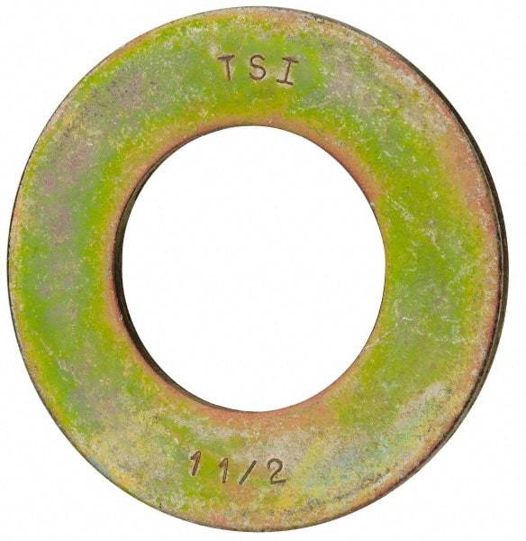 Value Collection - 1-1/2" Screw, Grade 8 Steel SAE Flat Washer - 1-9/16" ID x 3" OD, 5/32" Thick, Zinc Yellow Dichromate Finish - Benchmark Tooling