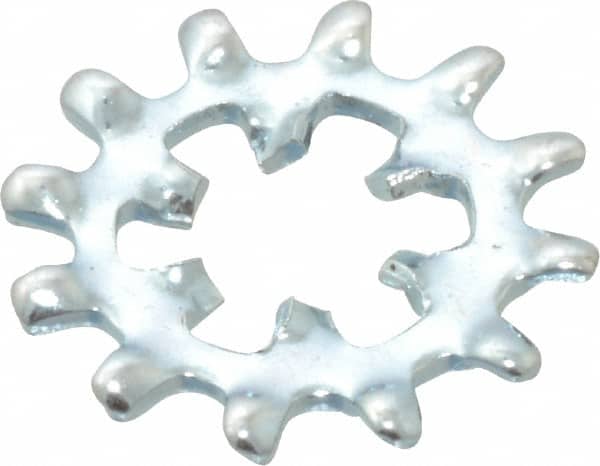 Value Collection - #8 Screw, 0.176" ID, Steel Internal Tooth & External Tooth Lock Washer - 0.506" OD, Zinc-Plated, Grade 2 - Benchmark Tooling