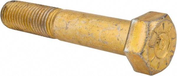 Made in USA - 1-8 UNC, 5-1/2" Length Under Head Hex Head Cap Screw - Partially Threaded, Grade L9 Alloy Steel, Zinc Yellow Dichromate Finish, 1-1/2" Hex - Benchmark Tooling