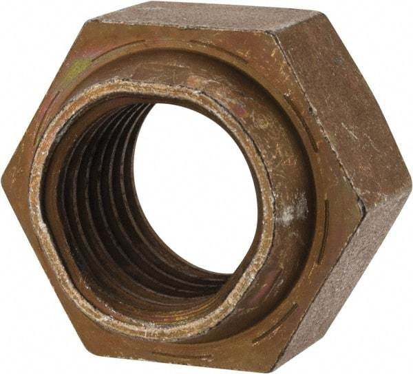 Made in USA - 1-8 UNC Grade L9 Hex Lock Nut with Distorted Thread - 1-1/2" Width Across Flats, Cadmium Dichromate Finish - Benchmark Tooling