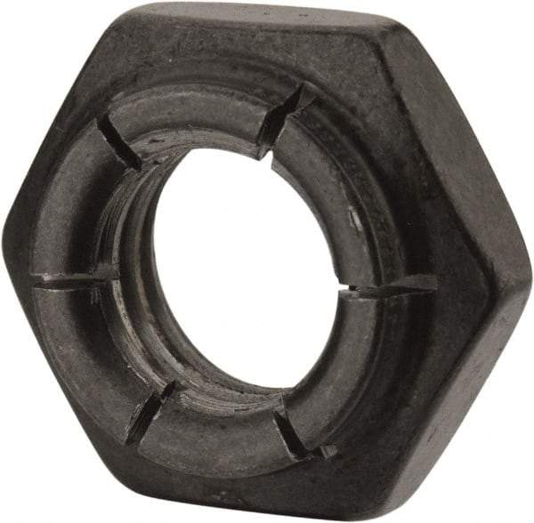 Flex-Loc - 1/2-13 UNC Grade 2 Heavy Hex Lock Nut with Expanding Flex Top - 21/64" High, Uncoated, Meets Military Specifications - Benchmark Tooling