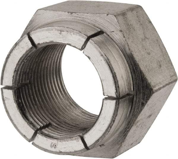 Flex-Loc - 1-14 UNF Grade 2 Hex Lock Nut with Expanding Flex Top - 1-7/16" Width Across Flats, 1-3/16" High, Cadmium-Plated Finish - Benchmark Tooling