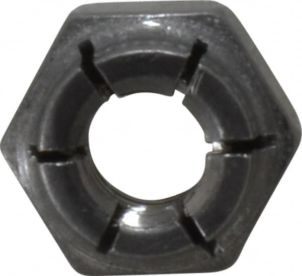 Flex-Loc - 1/4-20 UNC 18-8 Hex Lock Nut with Expanding Flex Top - 19/64" High, Uncoated, Meets Military Specifications - Benchmark Tooling