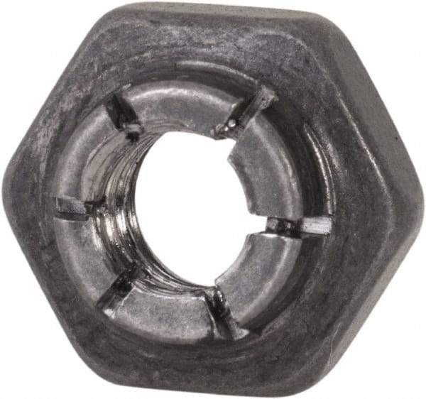 Flex-Loc - #10-24 UNJC 18-8 Hex Lock Nut with Expanding Flex Top - 3/16" High, Uncoated, Meets Military Specifications - Benchmark Tooling