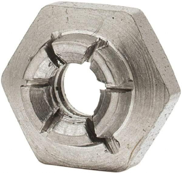 Flex-Loc - #6-32 UNJC 18-8 Hex Lock Nut with Expanding Flex Top - 5/16" Width Across Flats, 9/64" High, Uncoated, Meets Military Specifications - Benchmark Tooling