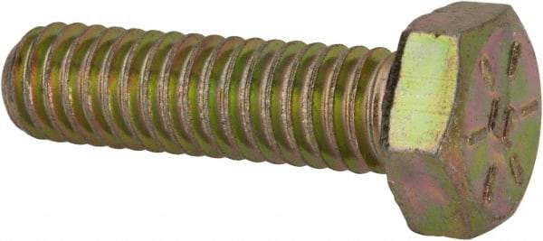 Made in USA - 5/16-18 UNC, 1-1/8" Length Under Head Hex Head Cap Screw - Fully Threaded, Grade 8 Alloy Steel, Zinc-Plated Finish, 1/2" Hex - Benchmark Tooling