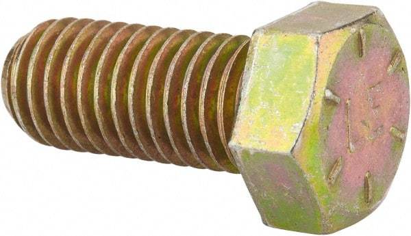 Value Collection - 9/16-12 UNC, 1-1/4" Length Under Head Hex Head Cap Screw - Fully Threaded, Grade 8 Alloy Steel, Zinc-Plated Finish, 13/16" Hex - Benchmark Tooling