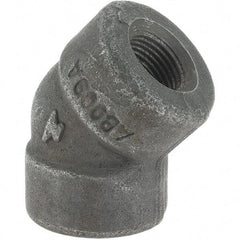 Made in USA - Size 3/8", Class 3,000, Forged Carbon Steel Black Pipe 45° Elbow - 3,000 psi, Threaded End Connection - Benchmark Tooling