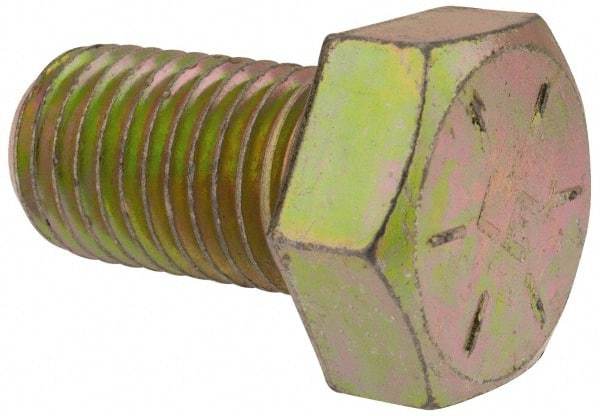 Made in USA - 1-8 UNC, 1-3/4" Length Under Head Hex Head Cap Screw - Fully Threaded, Grade 8 Alloy Steel, Zinc-Plated Finish, 1-1/2" Hex - Benchmark Tooling