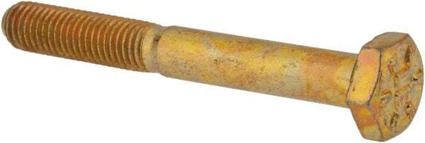 Made in USA - 1/4-28 UNF, 2" Length Under Head Hex Head Cap Screw - Partially Threaded, Grade 8 Alloy Steel, Zinc-Plated Finish, 7/16" Hex - Benchmark Tooling