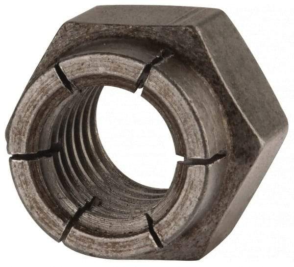 Flex-Loc - 1/2-13 UNC Grade 2 Hex Lock Nut with Expanding Flex Top - 3/4" Width Across Flats, 39/64" High, Uncoated - Benchmark Tooling