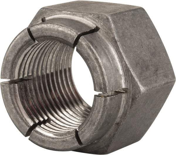 Flex-Loc - 7/8-14 UNF Grade 2 Hex Lock Nut with Expanding Flex Top - 1-1/4" Width Across Flats, 1" High, Uncoated - Benchmark Tooling