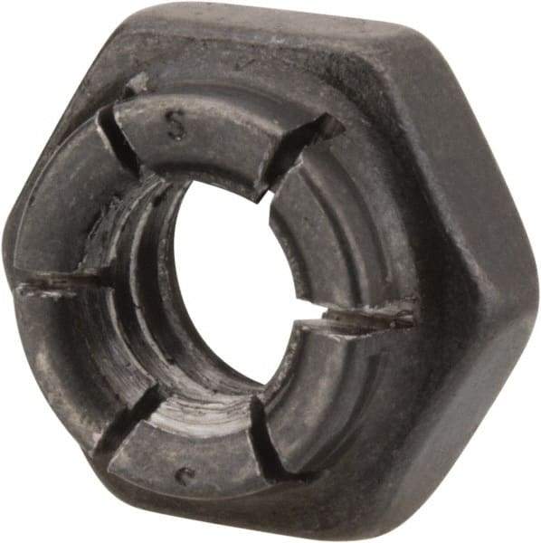 Flex-Loc - 1/4-20 UNC Grade 2 Hex Lock Nut with Expanding Flex Top - 7/32" High, Uncoated, Meets Military Specifications - Benchmark Tooling