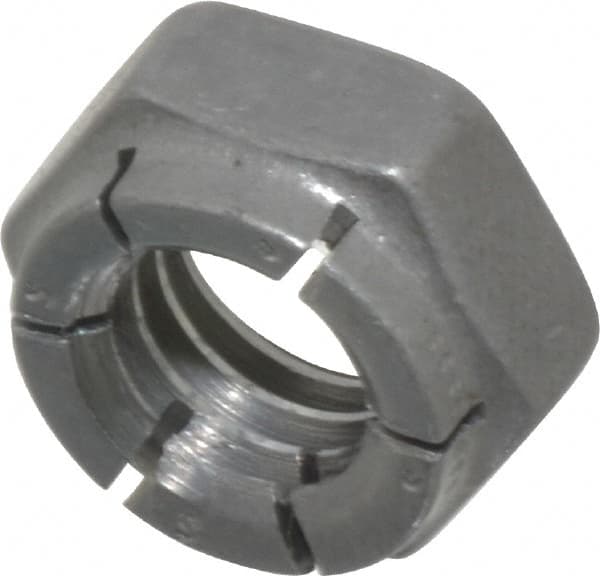 Flex-Loc - 3/8-16 UNC Grade 2 Hex Lock Nut with Expanding Flex Top - 9/32" High, Uncoated, Meets Military Specifications - Benchmark Tooling