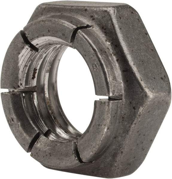 Flex-Loc - 1/2-13 UNC Grade 2 Hex Lock Nut with Expanding Flex Top - 21/64" High, Uncoated, Meets Military Specifications - Benchmark Tooling