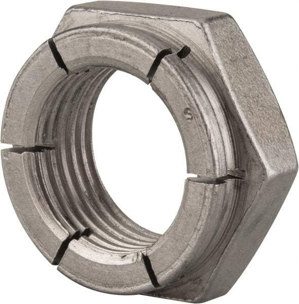 Flex-Loc - 1-12 UNJF Grade 2 Hex Lock Nut with Expanding Flex Top - 1-7/16" Width Across Flats, Uncoated, Meets Military Specifications - Benchmark Tooling