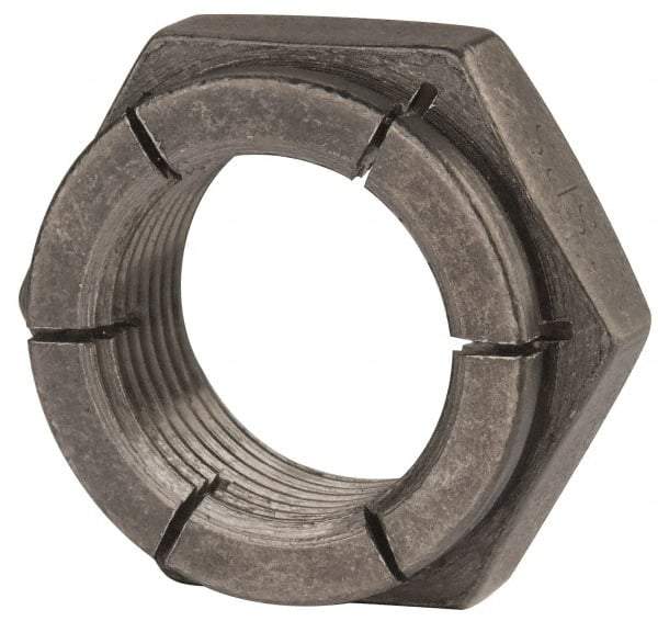 Flex-Loc - 1-14 UNJS Grade 2 Hex Lock Nut with Expanding Flex Top - 1-7/16" Width Across Flats, Uncoated, Meets Military Specifications - Benchmark Tooling