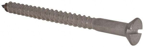 Value Collection - #14, 3" OAL, Slotted Drive, Flat Head Wood Screw - Stainless Steel, Grade 18-8 - Benchmark Tooling