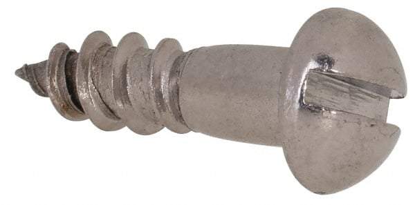 Value Collection - #6, 1/2" Length Under Head, Slotted Drive, Round Head Wood Screw - Stainless Steel, Grade 18-8 - Benchmark Tooling