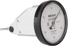 Mitutoyo - 0.03 Inch Range, 0.0005 Inch Dial Graduation, Vertical Dial Test Indicator - 1.5748 Inch White Dial, 0-15-0 Dial Reading, Accurate to 0.0005 Inch - Benchmark Tooling