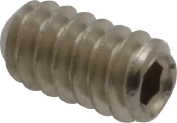 Value Collection - #6-32 UNC, 1/4" OAL, Cup Point Set Screw - Grade 316 Stainless Steel, 1/16" Key - Benchmark Tooling