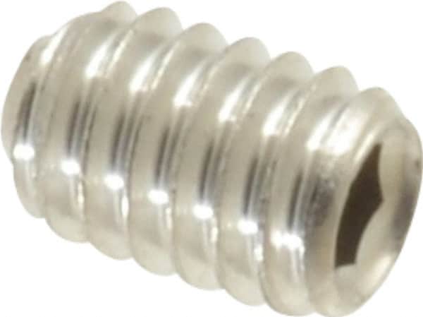 Value Collection - #8-32 UNC, 1/4" OAL, Cup Point Set Screw - Grade 316 Stainless Steel, 5/64" Key - Benchmark Tooling