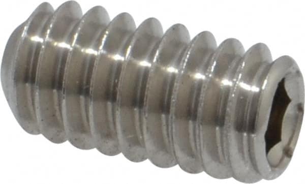 Value Collection - 1/4-20 UNC, 1/2" OAL, Cup Point Set Screw - Grade 316 Stainless Steel, 1/8" Key - Benchmark Tooling