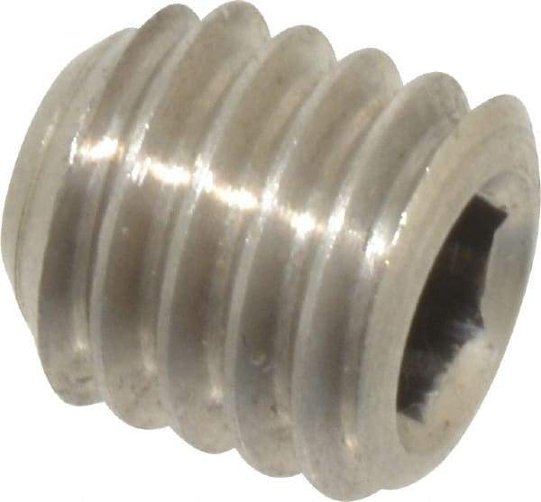 Value Collection - 3/8-16 UNC, 3/8" OAL, Cup Point Set Screw - Grade 316 Stainless Steel, 3/16" Key - Benchmark Tooling
