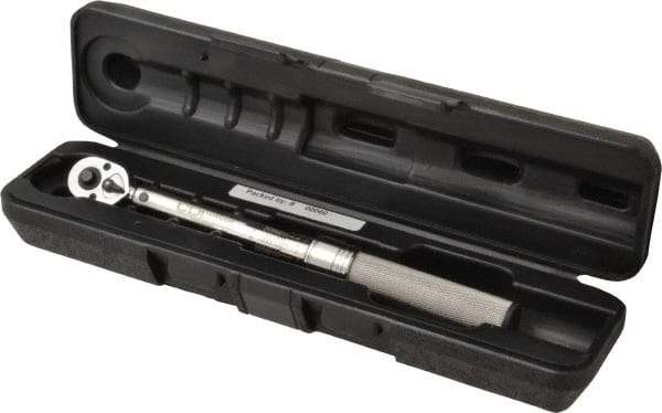 CDI - 1/4" Drive Micrometer Torque Wrench - 2.8 N/m to 15 N/m Torque, 10-5/32" OAL, 0.12 N/m Graduation, Ratcheting with Reverse Lever Head - Benchmark Tooling