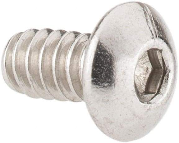 Value Collection - #6-32 UNC Hex Socket Drive, Button Screw - Grade 18-8 Stainless Steel, Uncoated, Fully Threaded, 1/4" Length Under Head - Benchmark Tooling