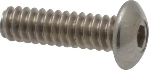 Value Collection - #6-32 UNC Hex Socket Drive, Button Screw - Grade 18-8 Stainless Steel, Uncoated, Fully Threaded, 1/2" Length Under Head - Benchmark Tooling