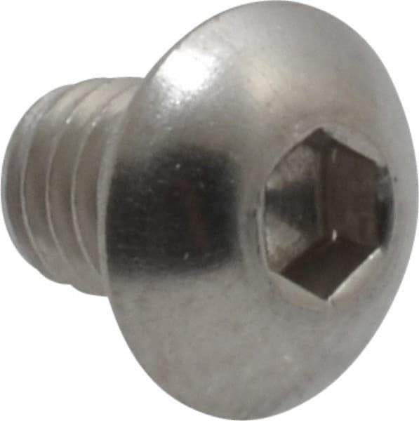 Value Collection - #10-32 UNF Hex Socket Drive, Button Screw - Grade 18-8 Stainless Steel, Uncoated, Fully Threaded, 1/4" Length Under Head - Benchmark Tooling