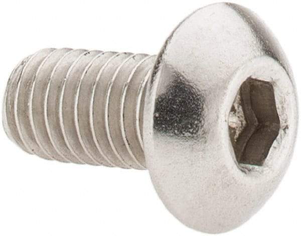 Value Collection - #10-32 UNF Hex Socket Drive, Button Screw - Grade 18-8 Stainless Steel, Uncoated, Fully Threaded, 3/8" Length Under Head - Benchmark Tooling