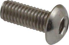 Value Collection - #10-32 UNF Hex Socket Drive, Button Screw - Grade 18-8 Stainless Steel, Uncoated, Fully Threaded, 1/2" Length Under Head - Benchmark Tooling