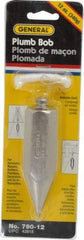 General - 4-1/2 Inch Long, 1 Inch Diameter Steel Plumb Bob - 12 Ounce - Benchmark Tooling